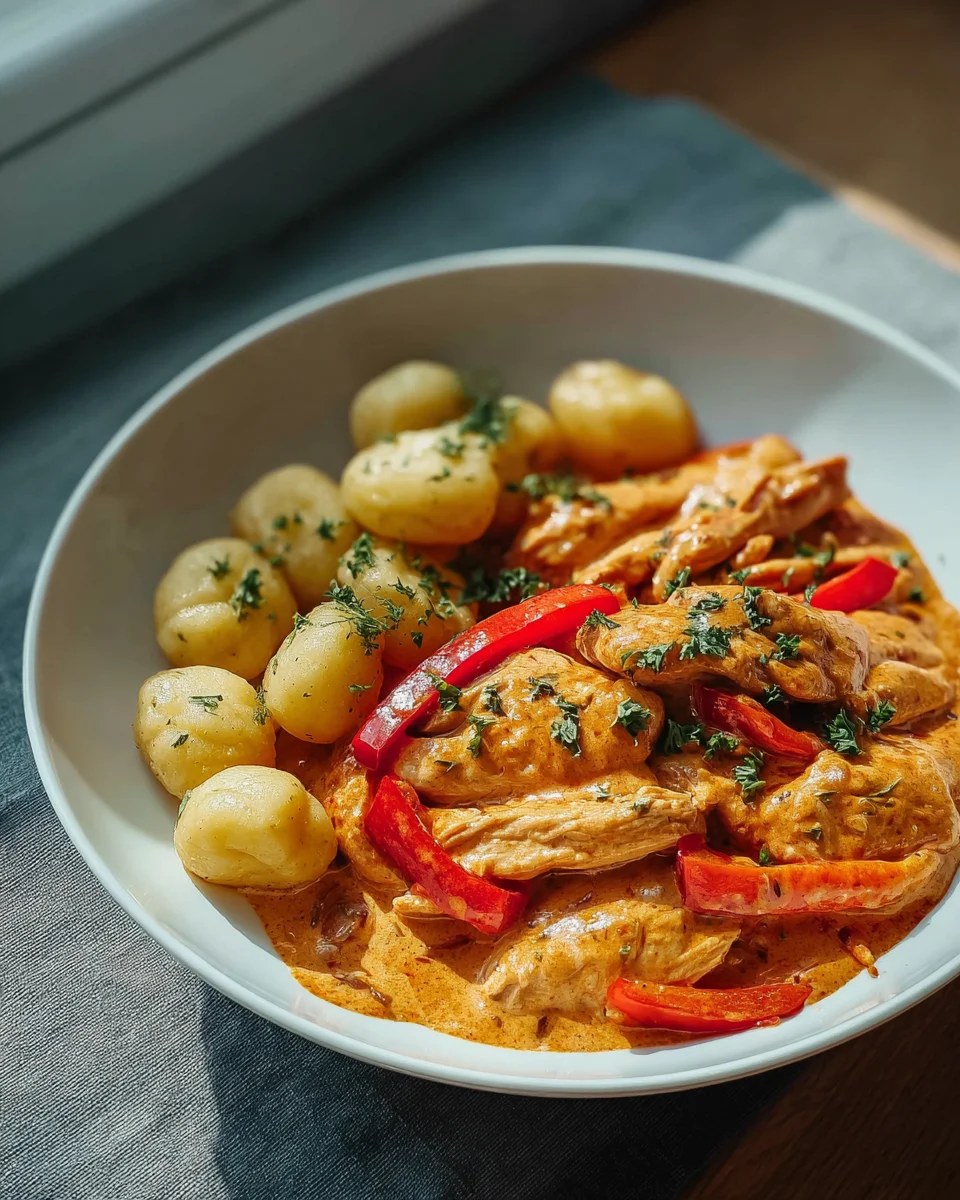 Paprika Sahne Hähnchen mit Gnocchi – Einfach köstlich!