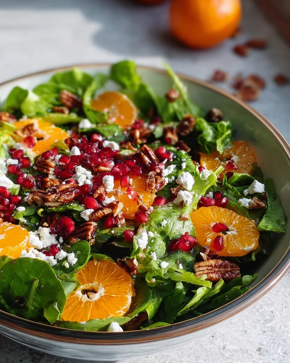 Weihnachtlicher Salat mit Orangen, Granatapfel und Feta