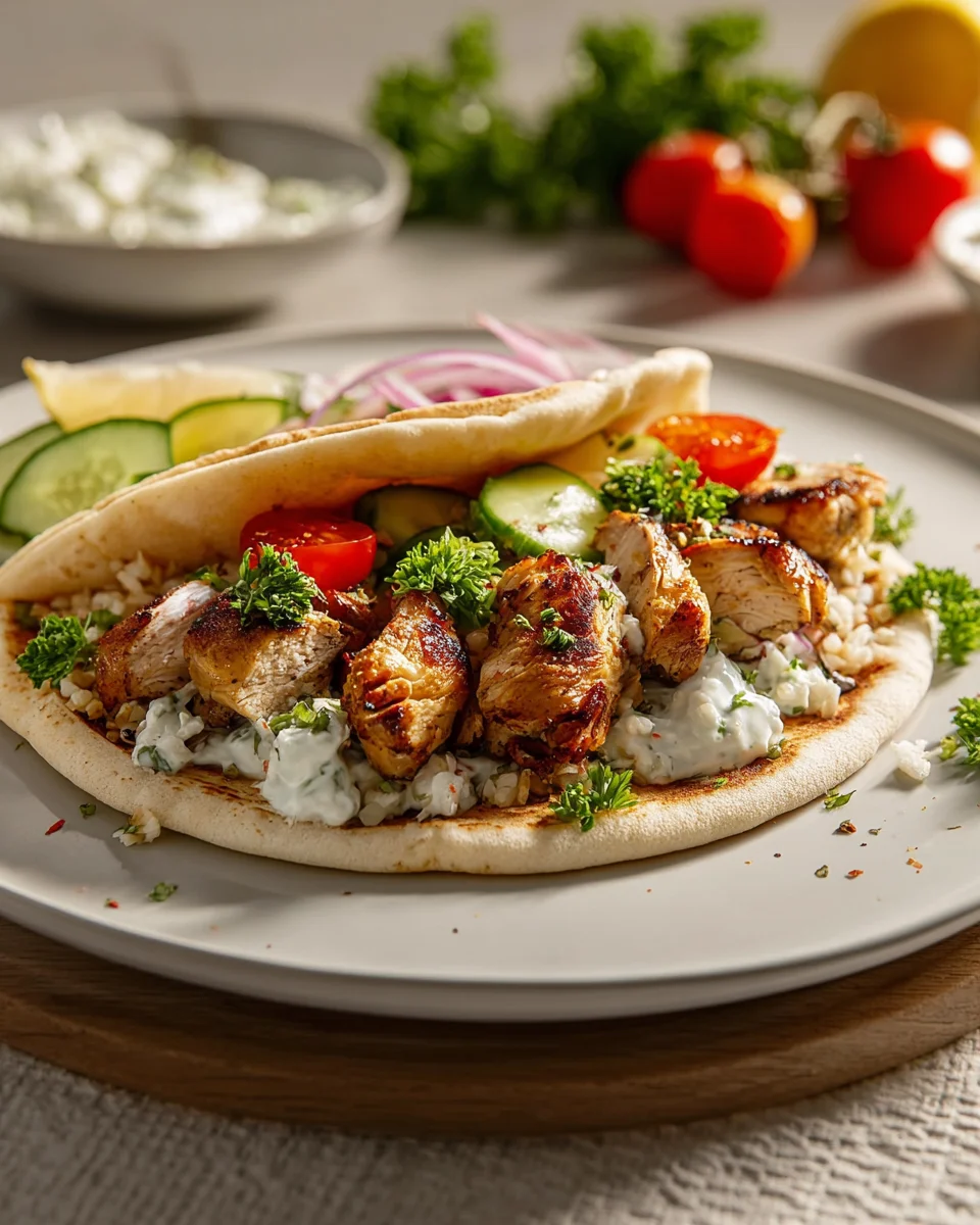 Mediterranes Hähnchen Gyros: Cremiges Feta Tzatziki Rezept
