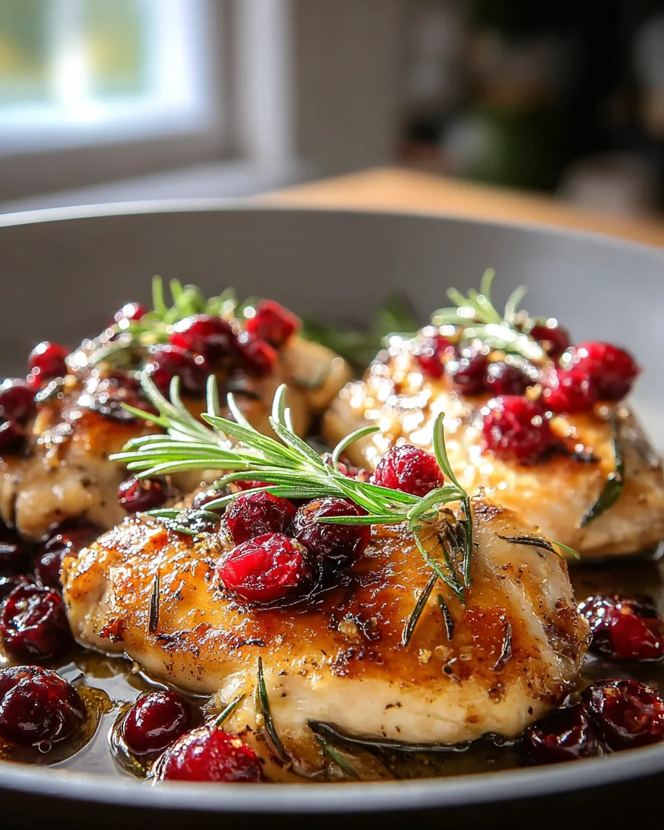 Leckeres Rosmarin-Hähnchen mit Preiselbeer-Bier in der Pfanne