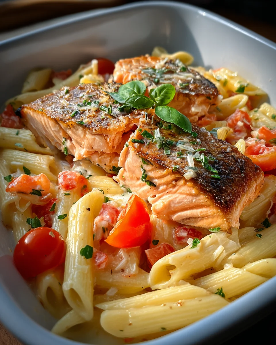 Ofen Lachs Pasta mit Tomaten – Schnell & Lecker Genießen!