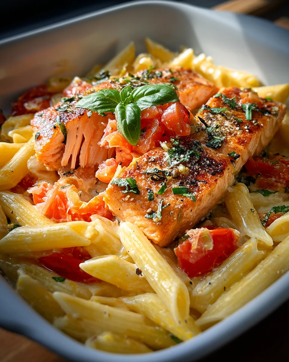 Ofen Lachs Pasta mit Tomaten – Schnell & Lecker Genießen!