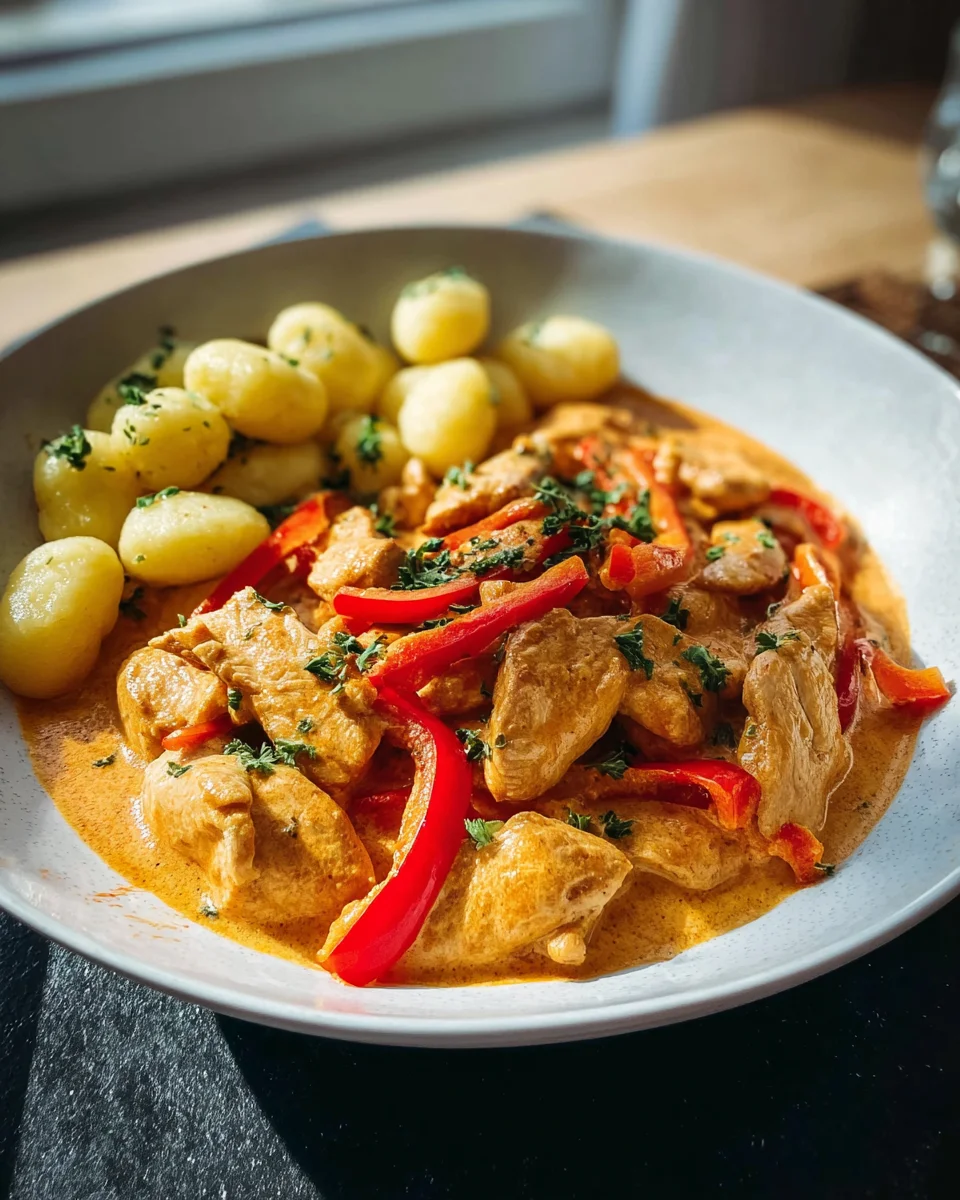 Paprika Sahne Hähnchen mit Gnocchi – Einfach köstlich!