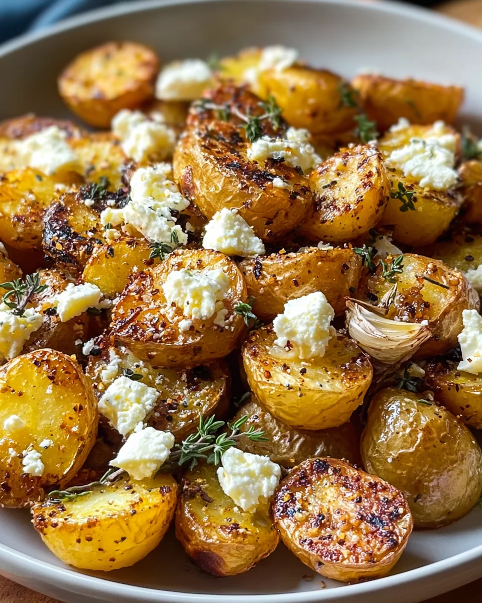 Knusprige Ofenkartoffeln mit gebackenem Feta & Knoblauch