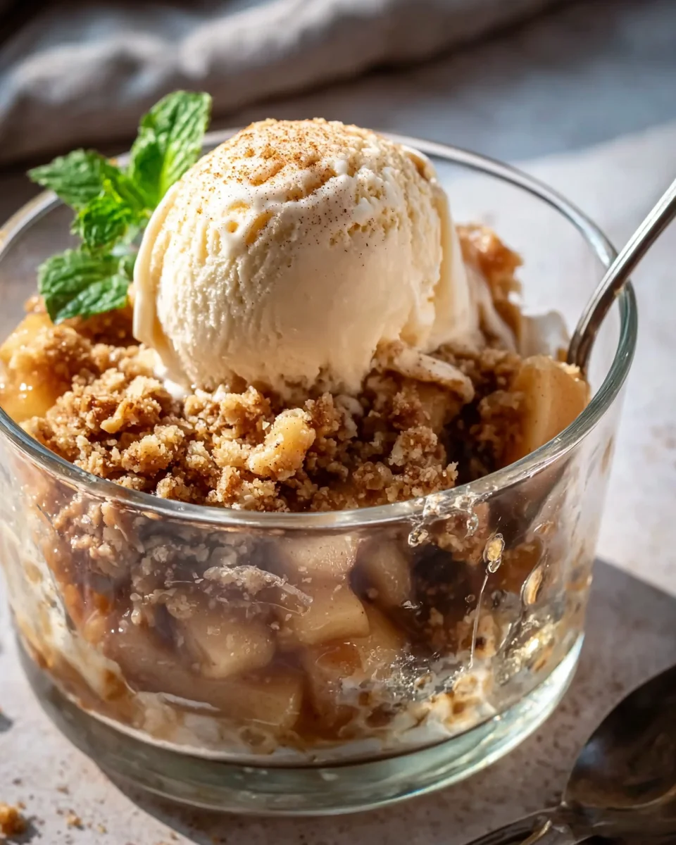 Köstlicher Bratapfel Apfel Crumble mit Vanilleeis Rezept
