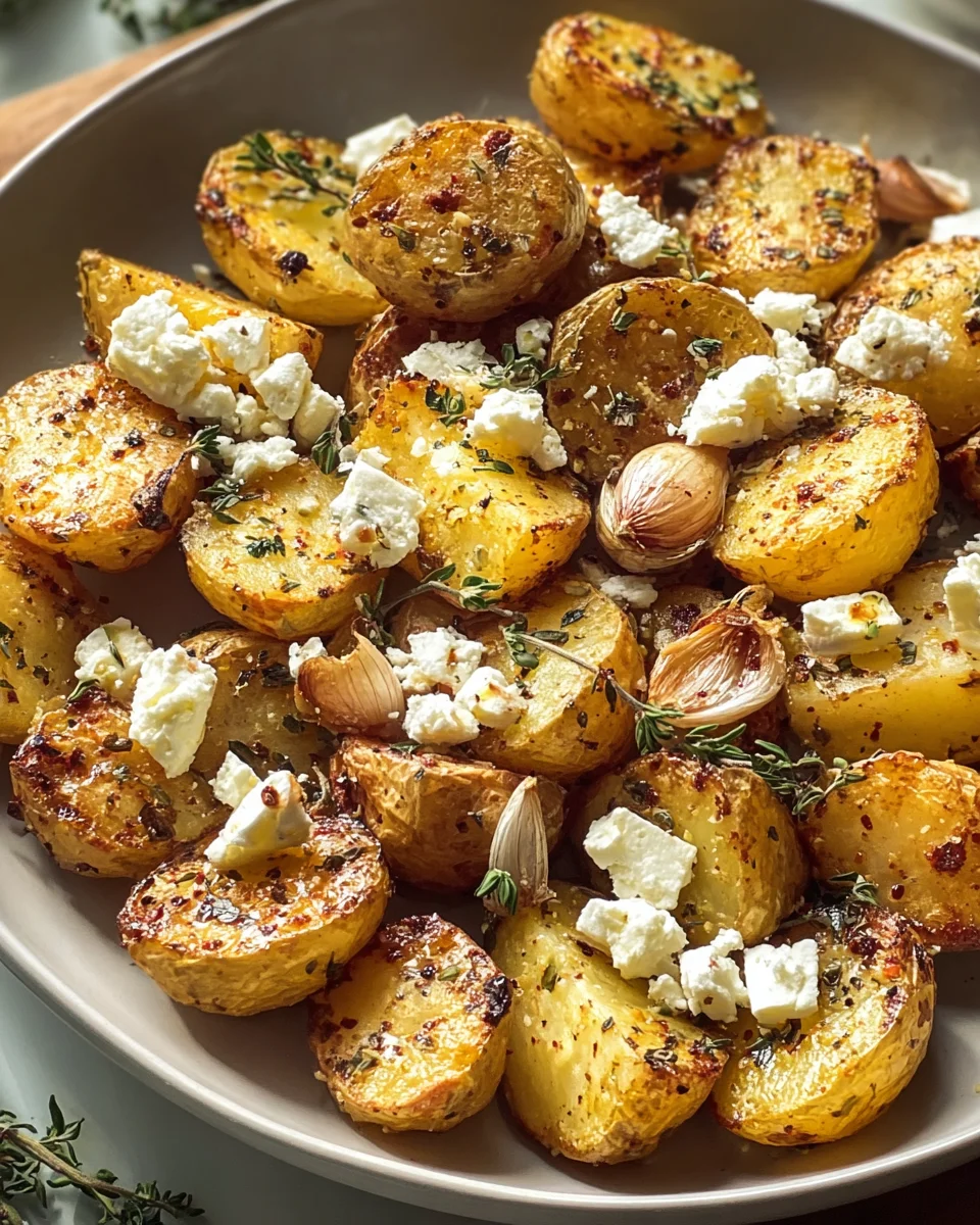 Knusprige Ofenkartoffeln mit gebackenem Feta & Knoblauch
