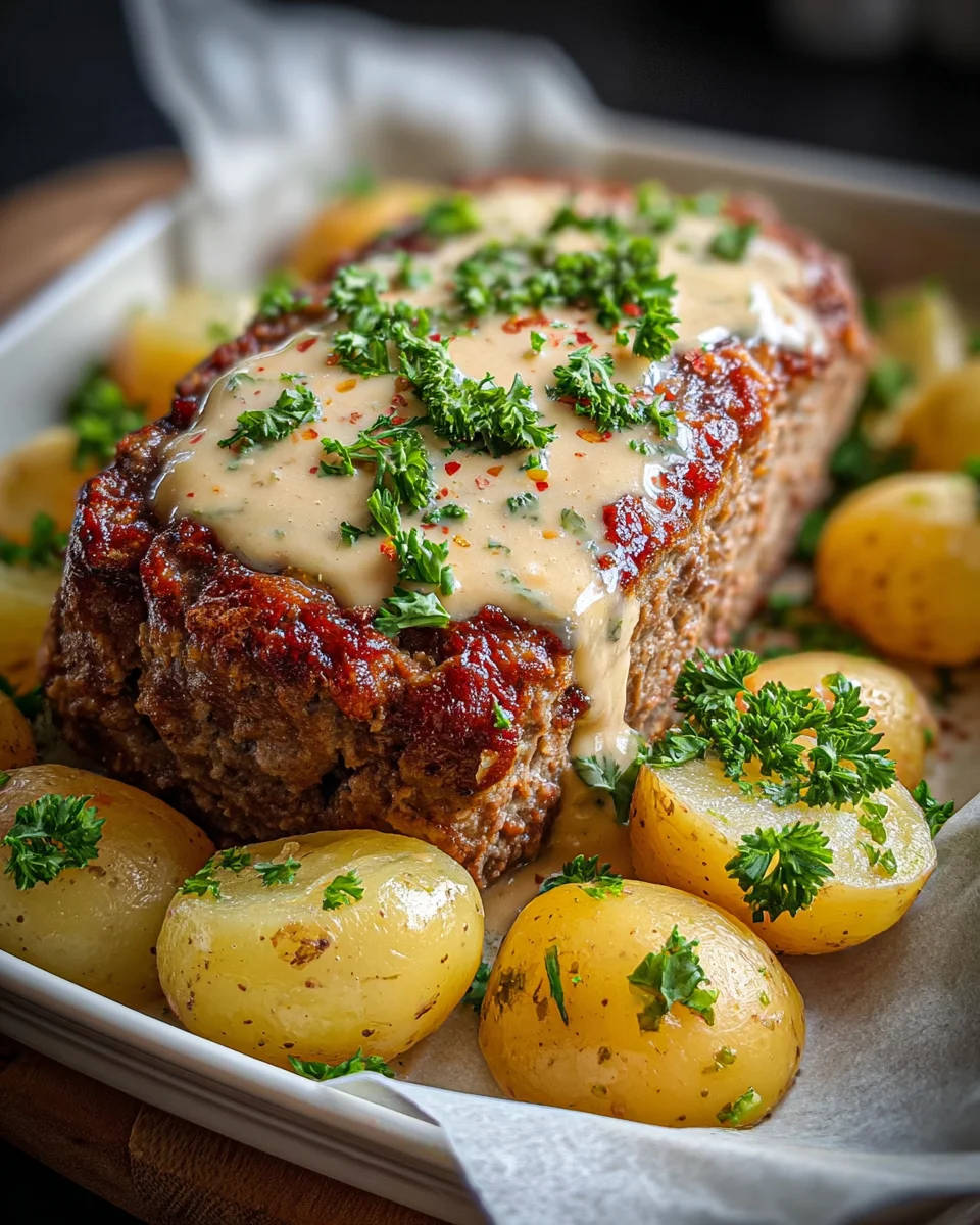 Der Beste Hackbraten mit Kartoffeln in cremiger Sahnesauce