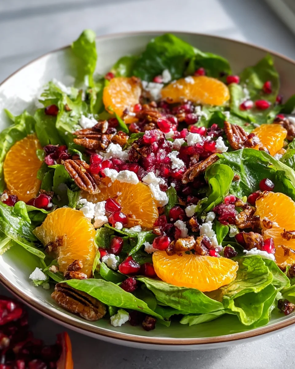 Weihnachtlicher Salat mit Orangen, Granatapfel und Feta