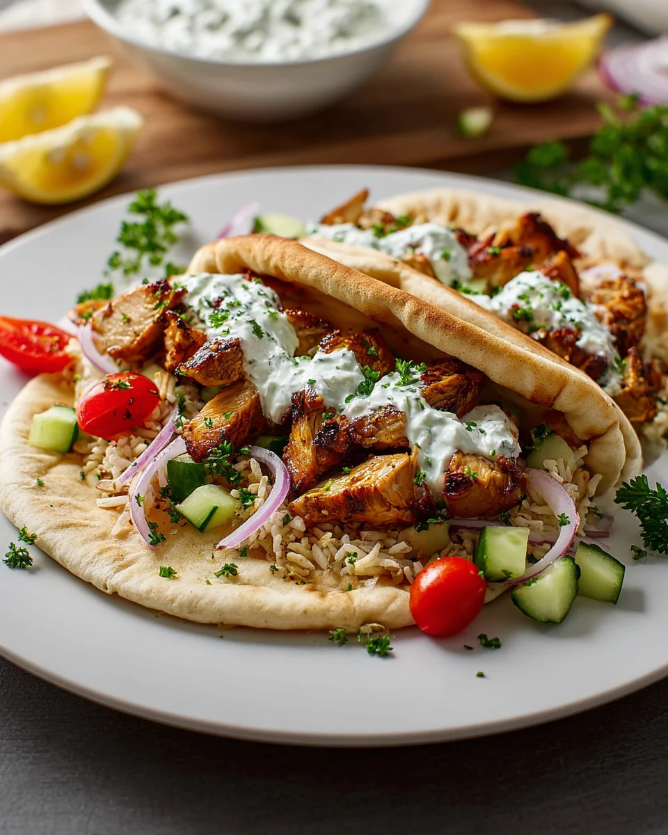Mediterranes Hähnchen Gyros: Cremiges Feta Tzatziki Rezept