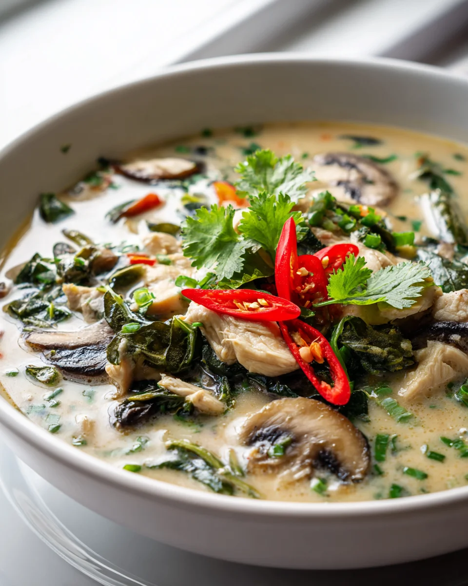 Cremige Thai Kokos Hühnersuppe mit Limette Rezept
