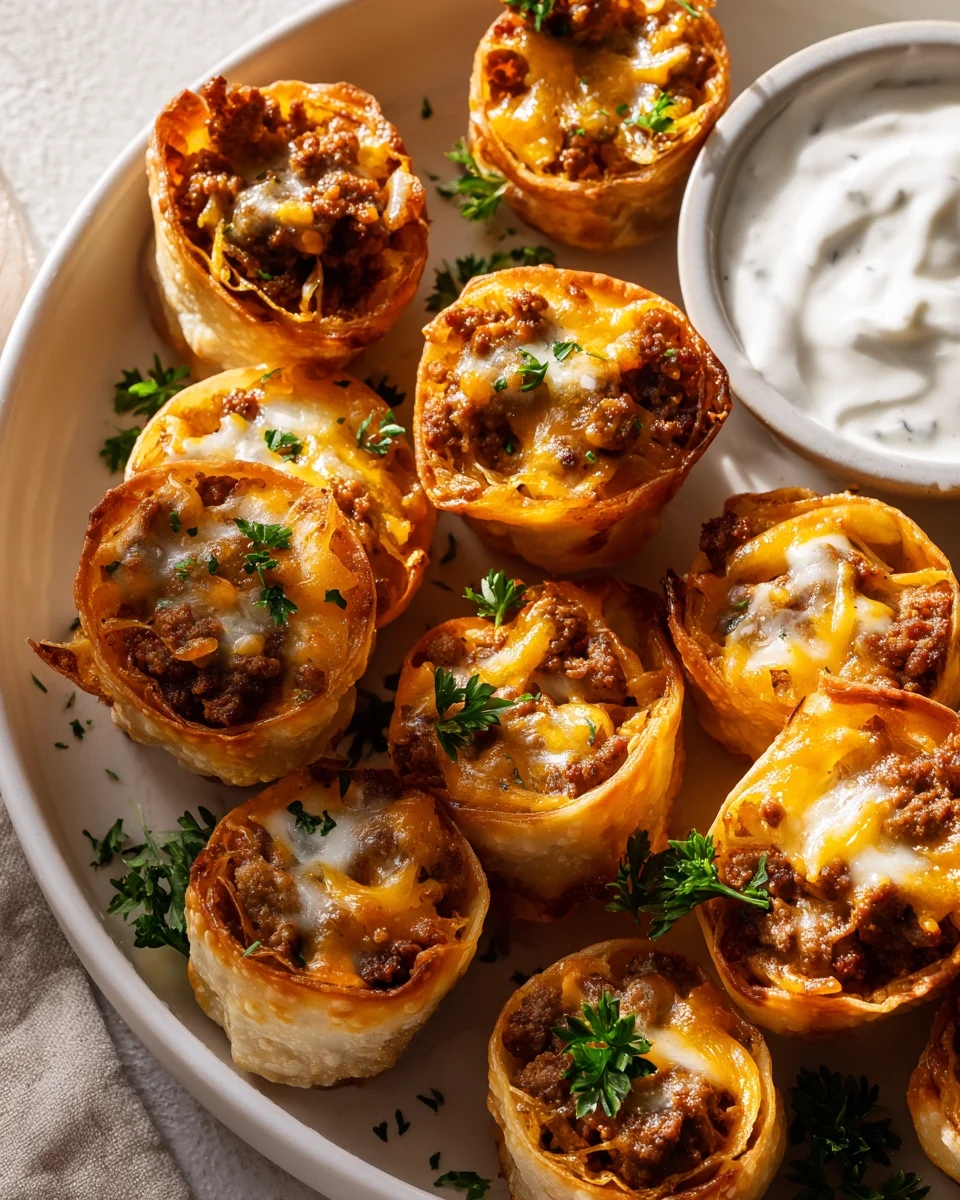 Krosse Cheeseburger Frühlingsrollen Bissen – Perfekt für Partys!