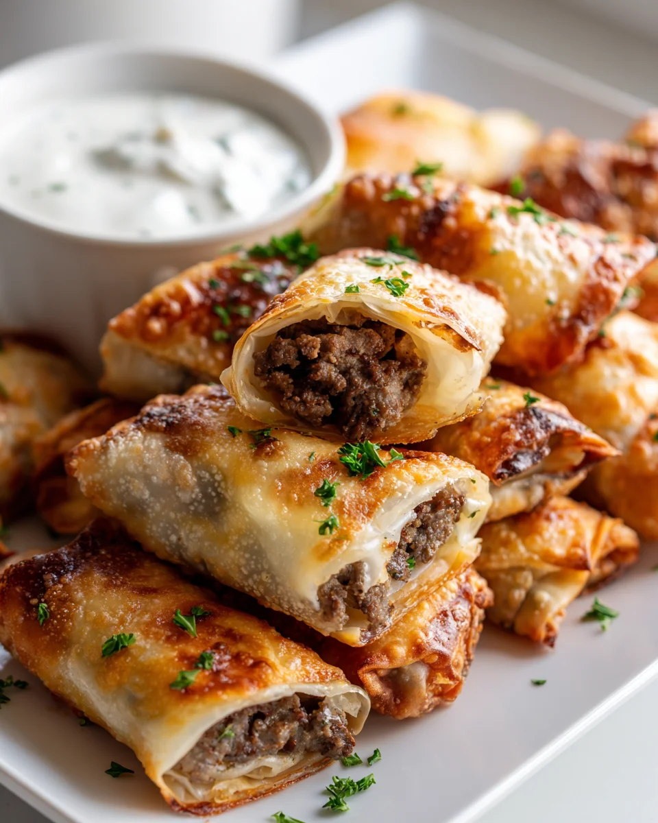 Krosse Cheeseburger Frühlingsrollen Bissen – Perfekt für Partys!