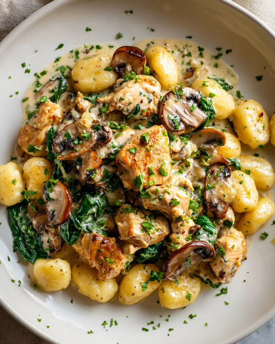 Cremige Hähnchen-Gnocchi-Pfanne mit Pilzen – Einfach gemacht!
