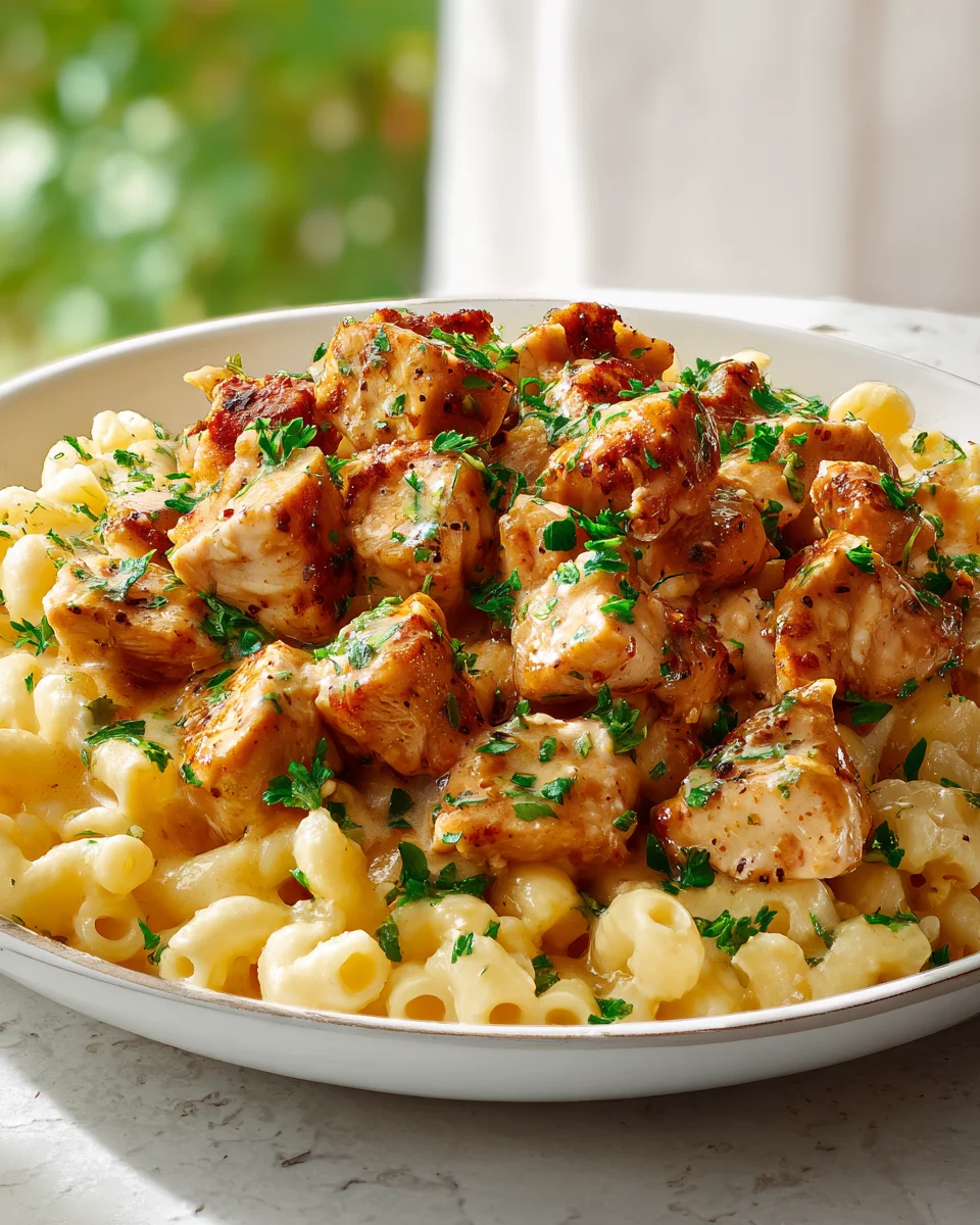 High Protein Honig-Knoblauch-Hähnchen mit Mac & Cheese