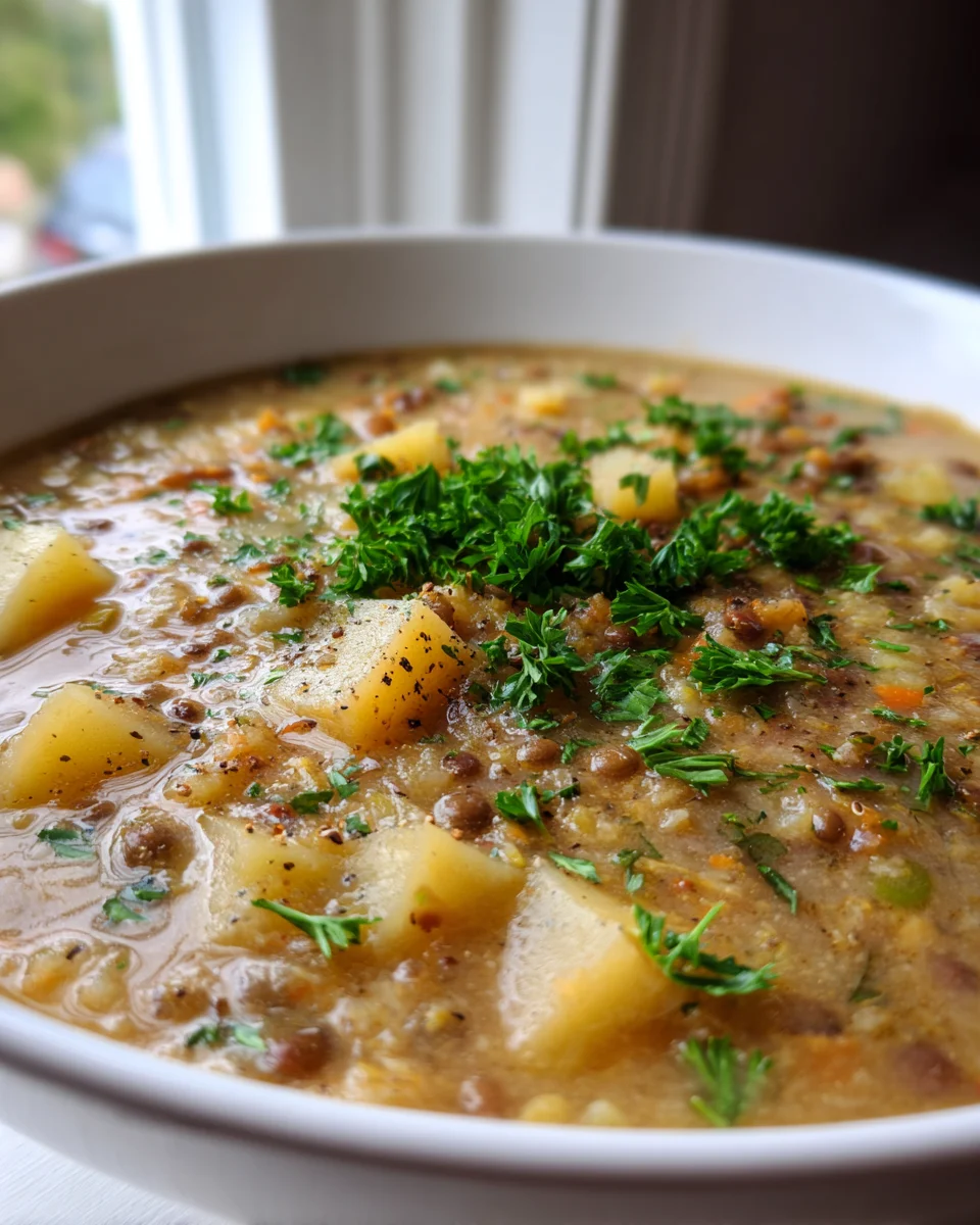 Kartoffel Linsensuppe: Satt, proteinreich & lecker! Schnell gemacht.