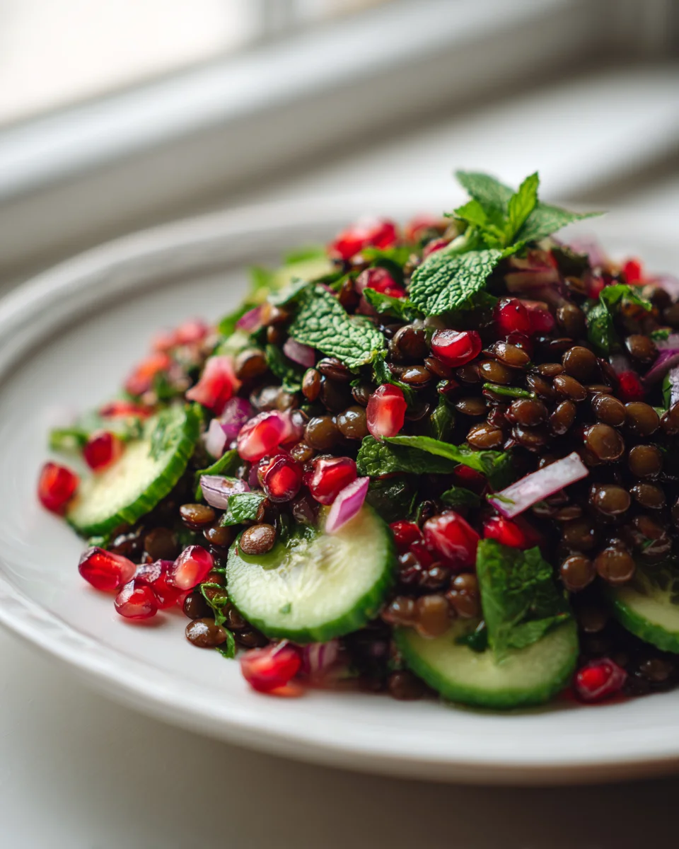Frischer Orientalischer Linsensalat mit Granatapfel & Minze