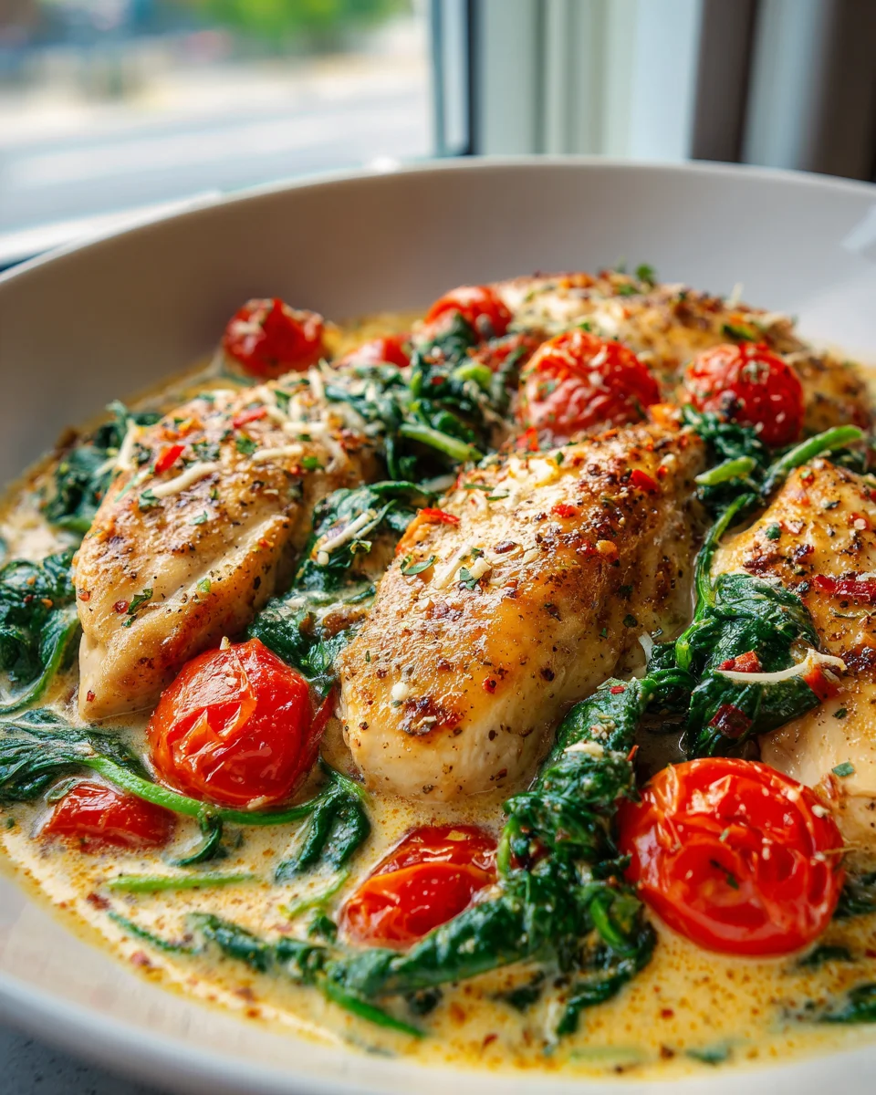 Keto Hähnchen-Pfanne mit Spinat & Tomaten – Schnell & Lecker