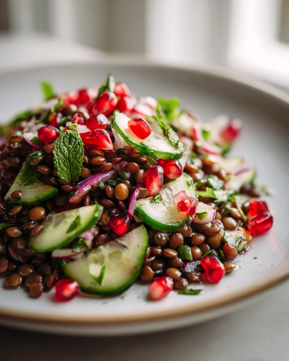 Frischer Orientalischer Linsensalat mit Granatapfel & Minze