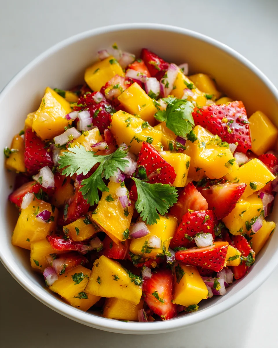 Mango Erdbeer Salsa für Tacos & Gegrilltes Rindfleisch
