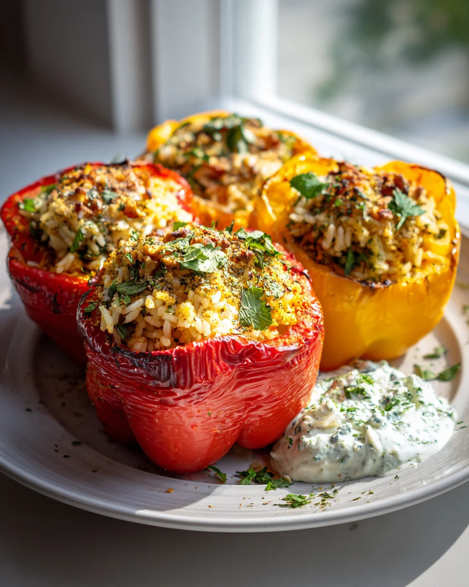 Gefüllte Paprika Vegetarisch mit Reis & Feta: So lecker!