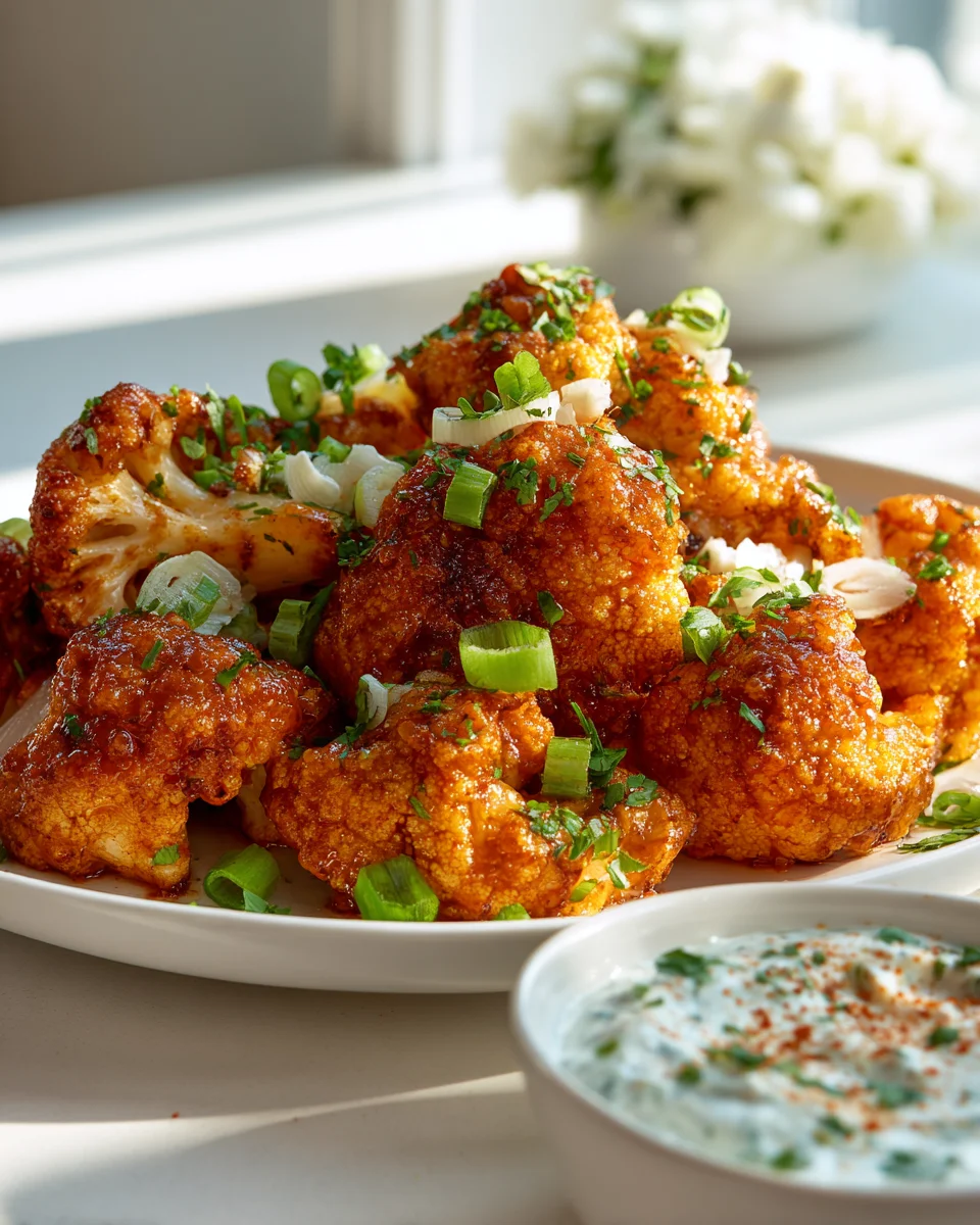 Knusprige Buffalo Blumenkohl Wings & Joghurt Dip Rezept
