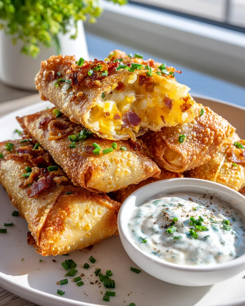 Knusprige gefüllte Kartoffel-Eierröllchen + cremiger Ranch Dip