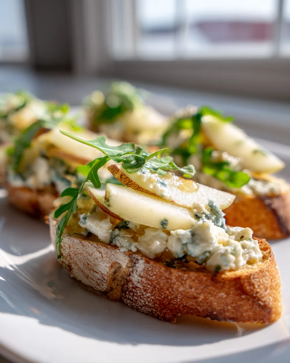 Gorgonzola Birnen Bruschetta: Süß, Salzig & Unwiderstehlich