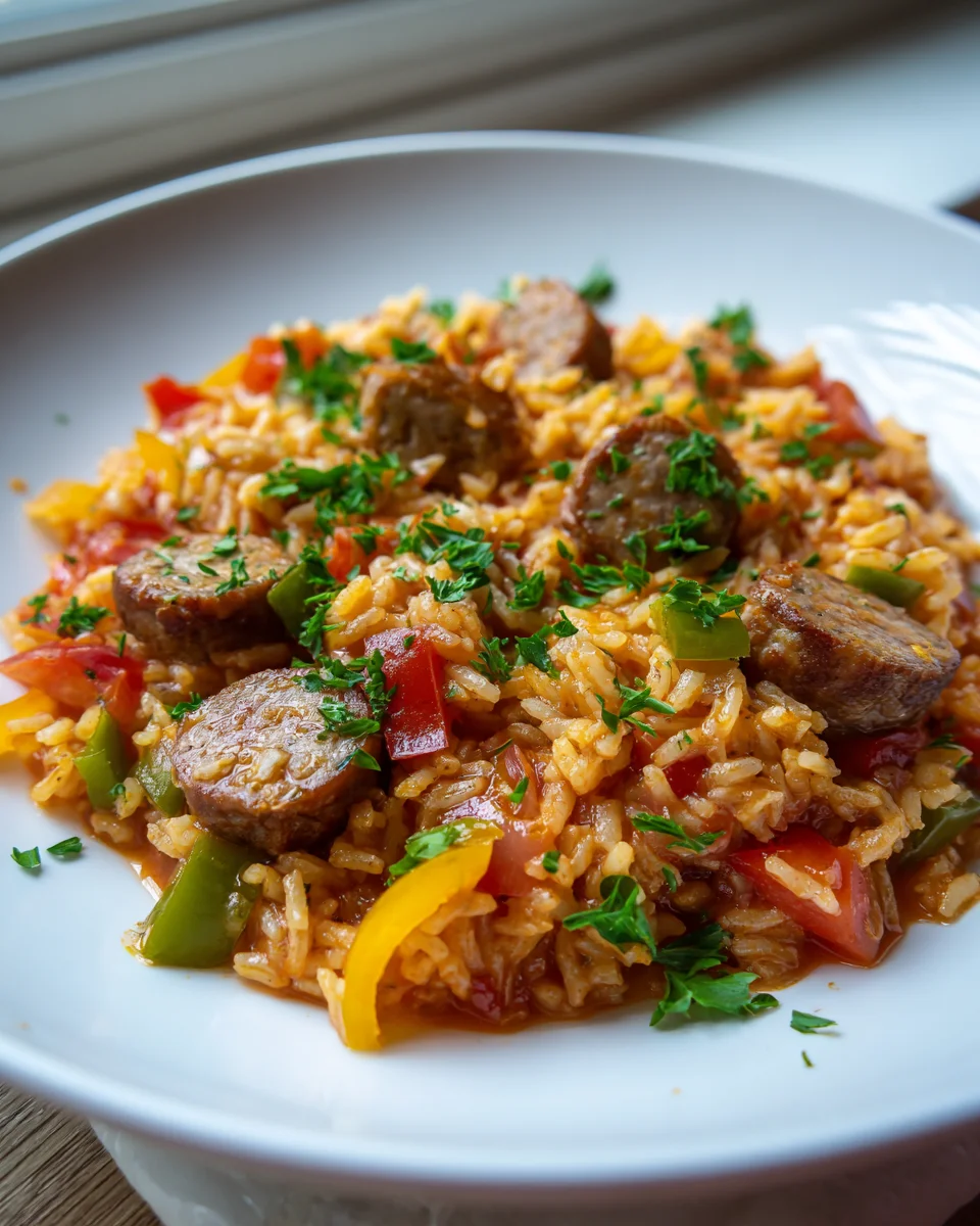 One Pan Italian Beef Sausage & Rice: Quick Family Meal