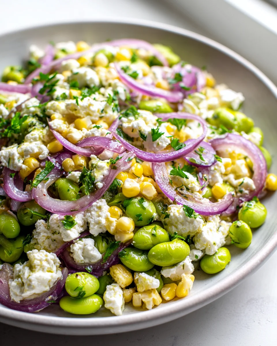 Edamame Feta Salat: Frisch & Lecker mit Mais & Zwiebeln