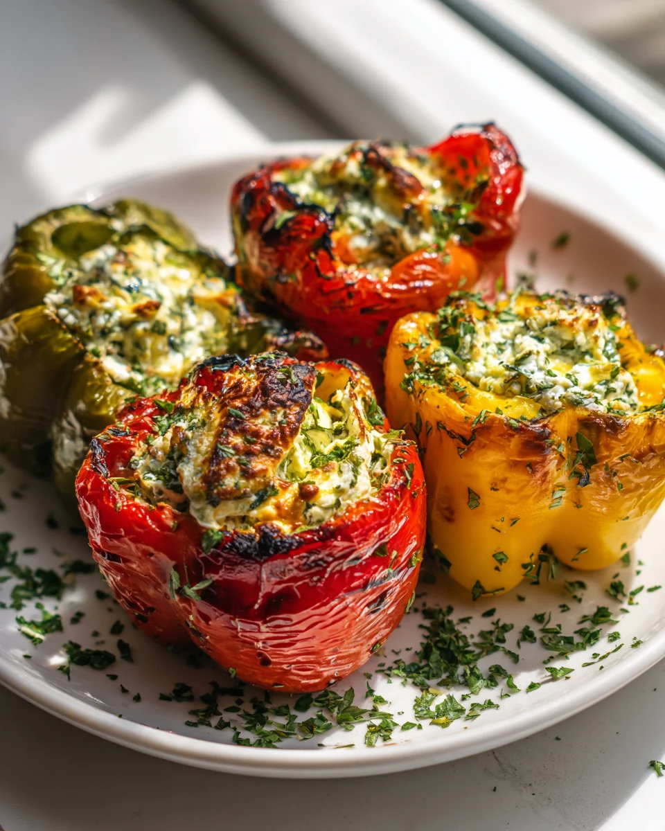 Gegrillte Paprika mit Kräuter Feta Füllung – Ein Genuss!
