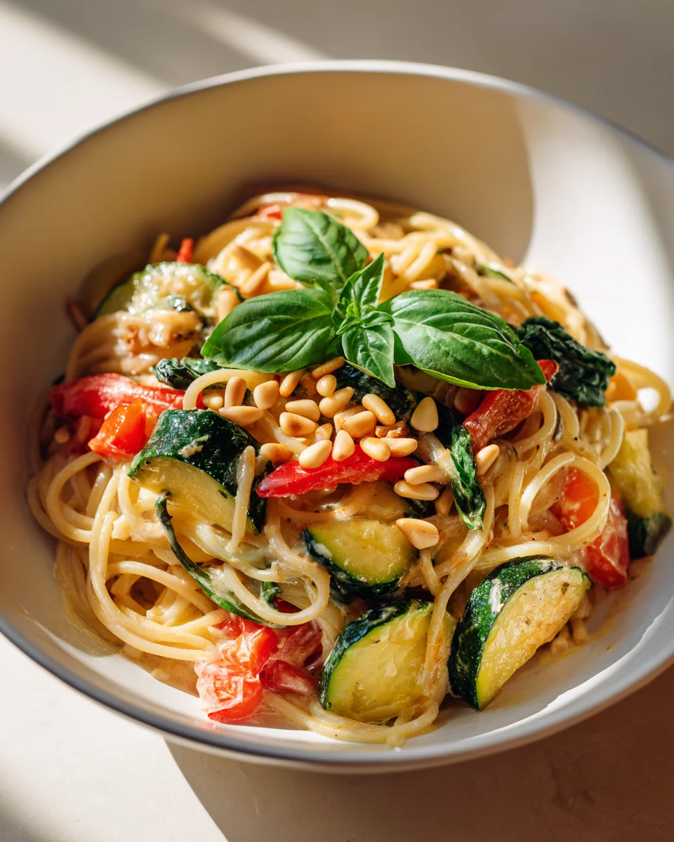 Knoblauch Pasta Bowl: Lecker & Gesund mit Gemüse & Pinienkernen!