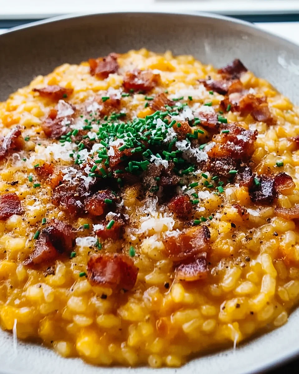 Herbstliches Pumpkin Risotto mit Beef Bacon und Parmesan genießen!