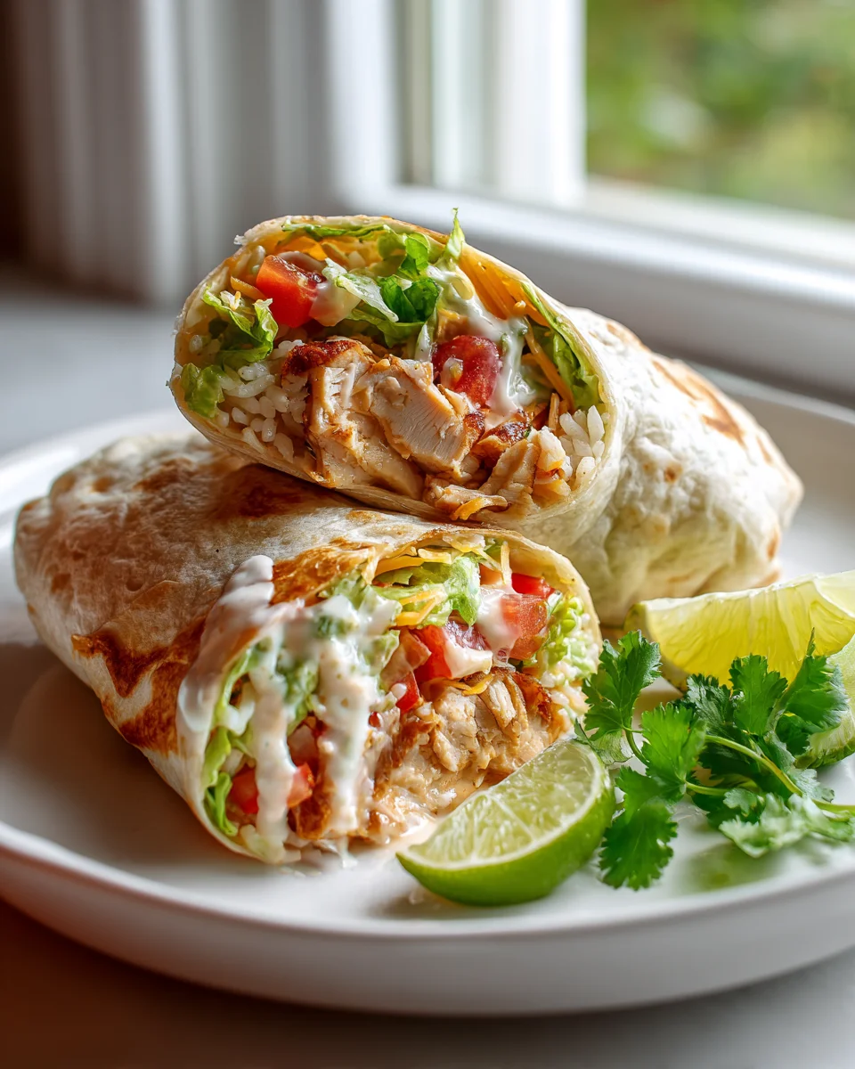 Spicy Chipotle Ranch Chicken Burrito mit Koriander-Limetten-Reis