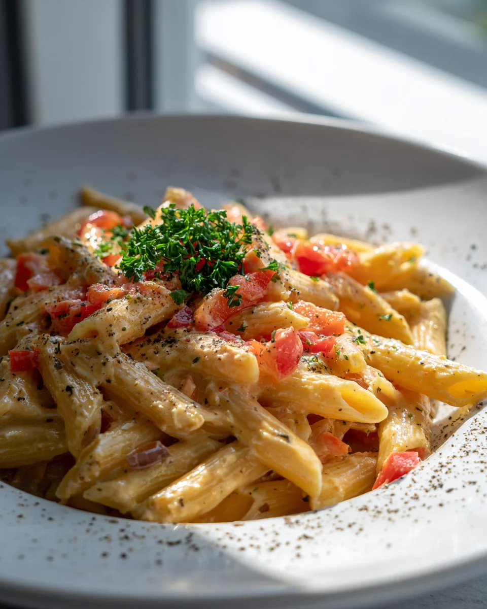 Blitzschnelle Penne in cremiger Paprikasosse - unwiderstehlich!