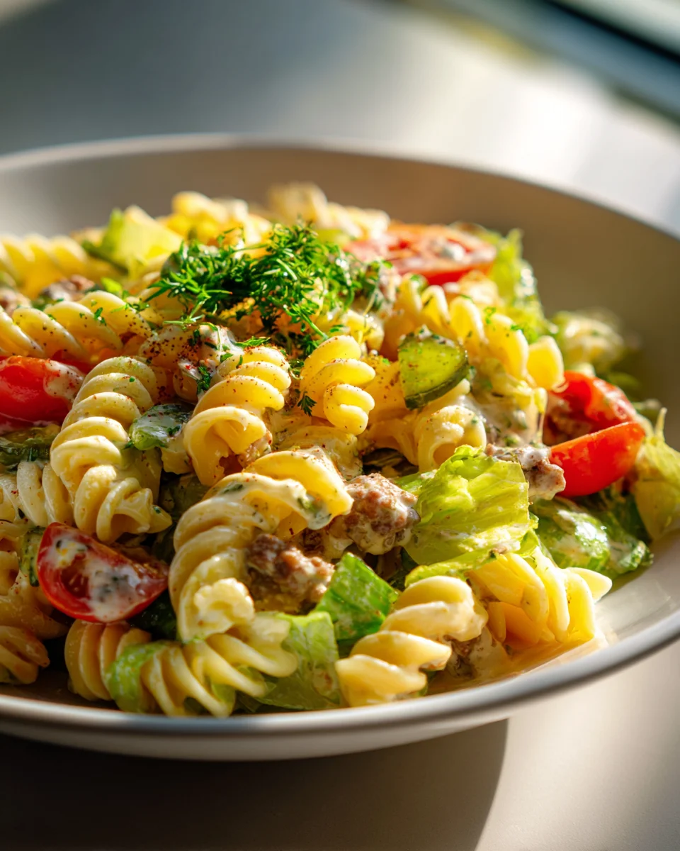 Big Mac Nudelsalat mit Beef & Cremigem Burger Dressing
