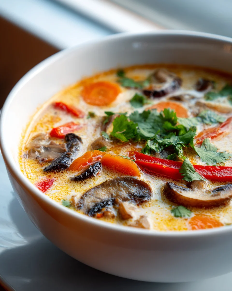 Aromatische Thai Kokos Suppe mit Gemüse – Schnell & Cremig!