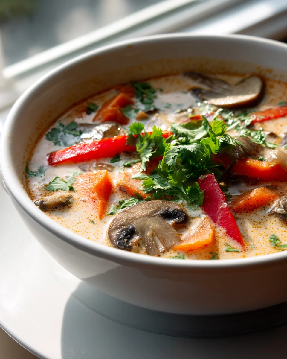 Aromatische Thai Kokos Suppe mit Gemüse – Schnell & Cremig!