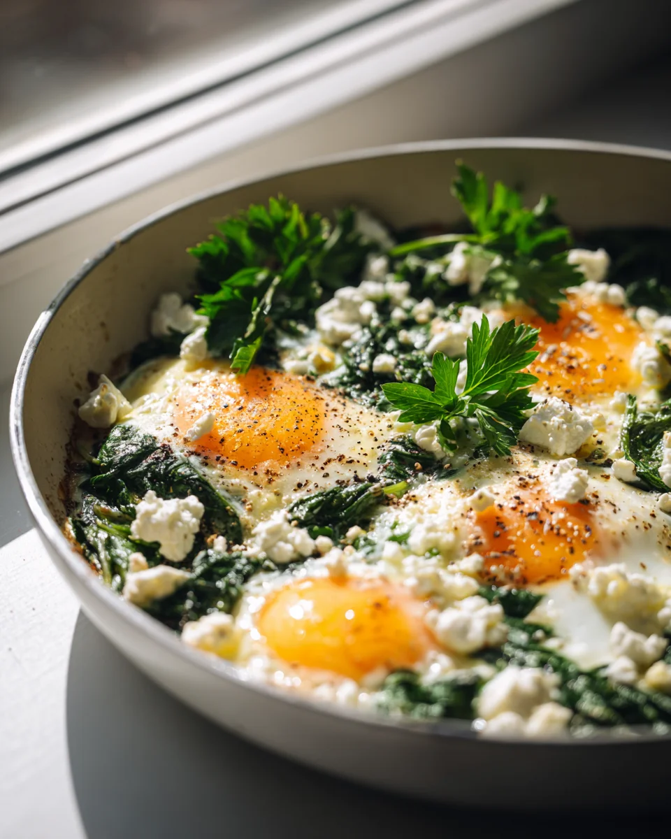 Cremige Spinat-Feta-Ei-Pfanne: Dein herzhaftes Frühstück Rezept!