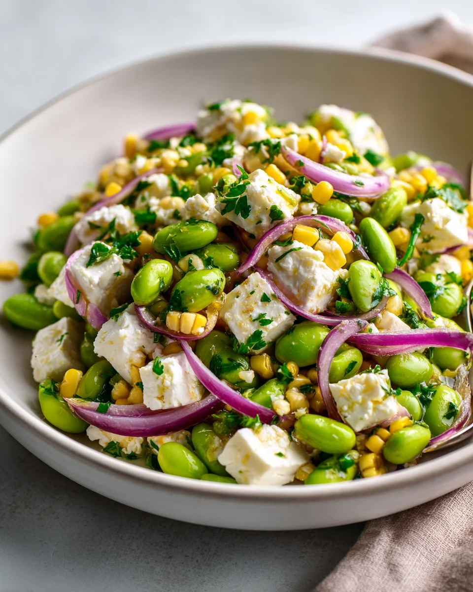 Edamame Feta Salat: Frisch & Lecker mit Mais & Zwiebeln