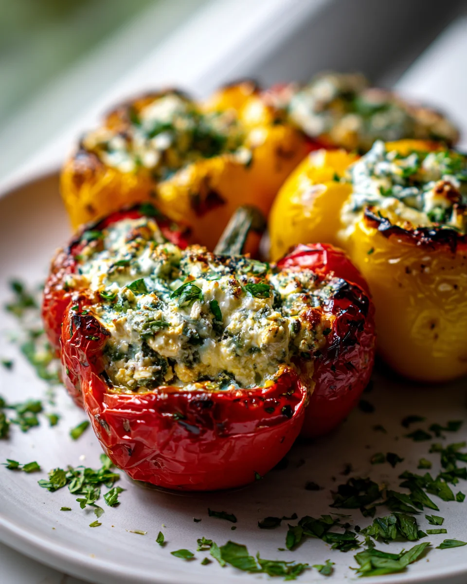 Gegrillte Paprika mit Kräuter Feta Füllung – Ein Genuss!