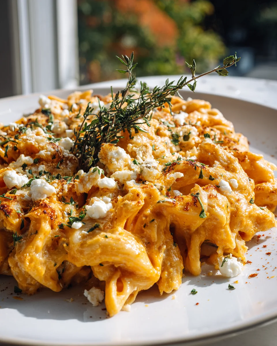 Überbackene Kürbis Pasta mit Feta: Cremig & Ofenfrisch!