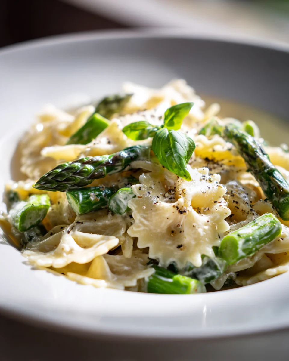 Cremige Farfalle mit Grünem Spargel & Frischkäse Rezept