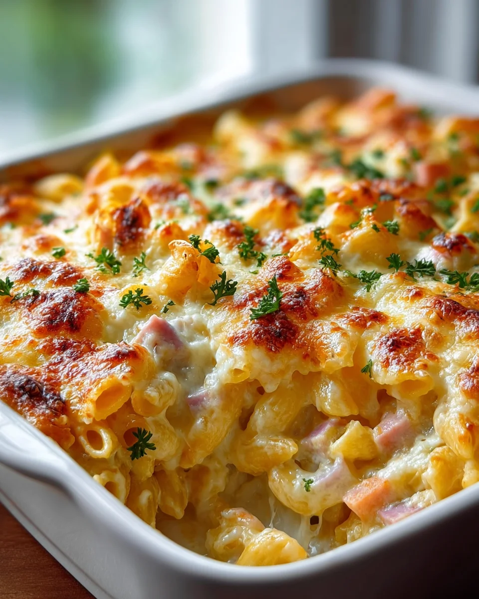 Cremiger Nudelauflauf mit Schinken – Das beste Rezept!