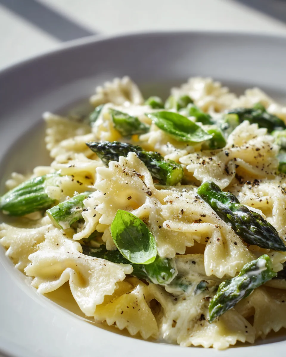 Cremige Farfalle mit Grünem Spargel & Frischkäse Rezept
