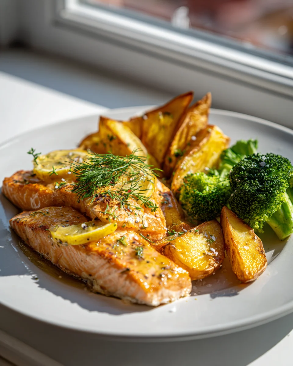 Zitronenbutterlachs: Knusprige Kartoffeln & Brokkoli – Lecker!