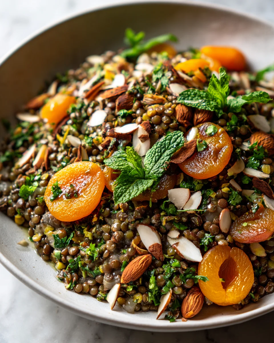 Orientalischer Linsensalat mit Aprikosen & Mandeln - Fruchtig!