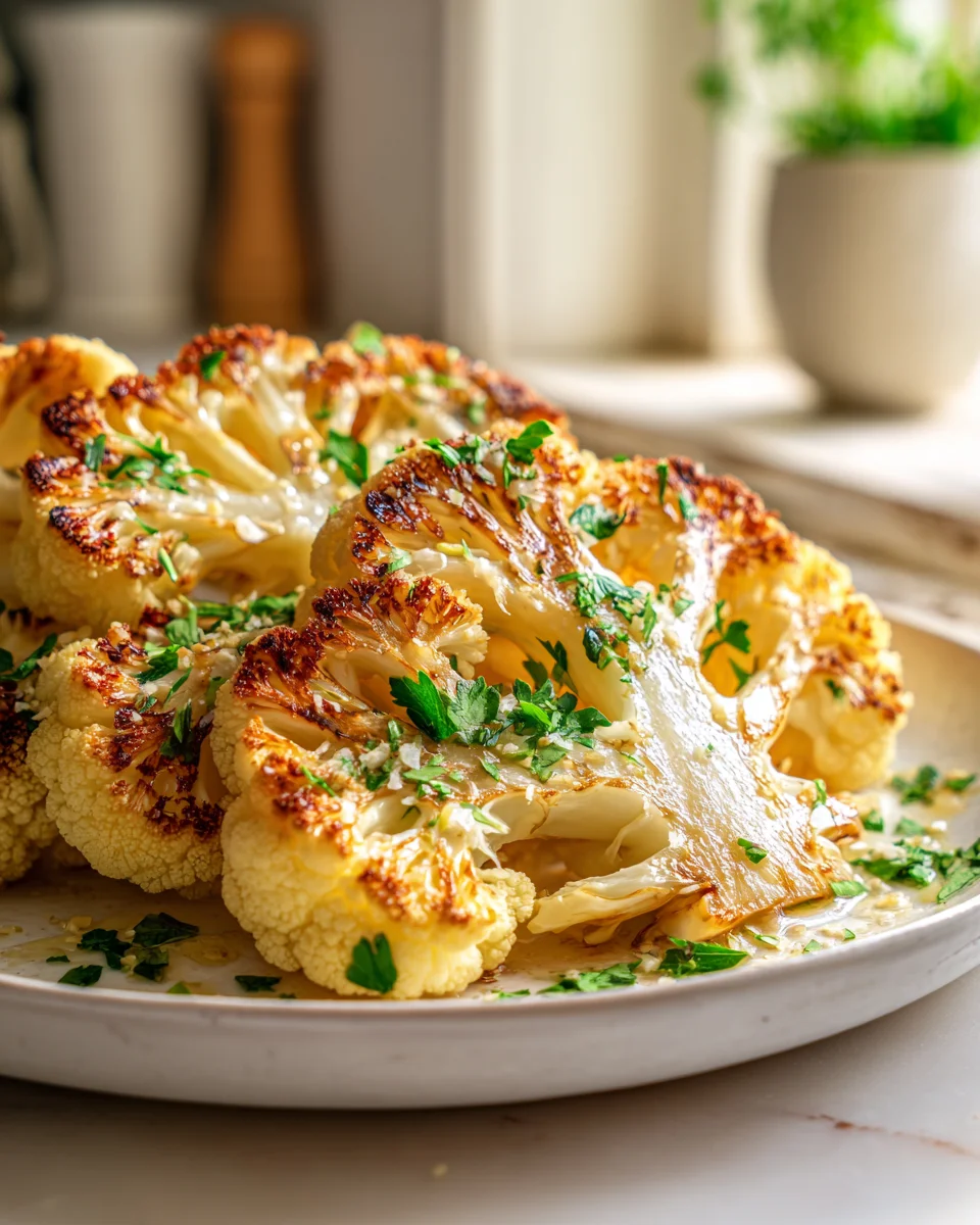 Klassische Knoblauchbutter Blumenkohl Steaks: Einfach köstlich!