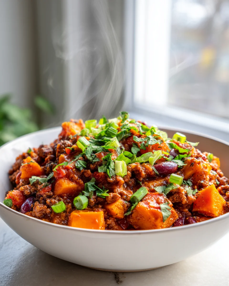 Leckeres Süßkartoffel-Rinderhack-Chili für jeden Anlass!