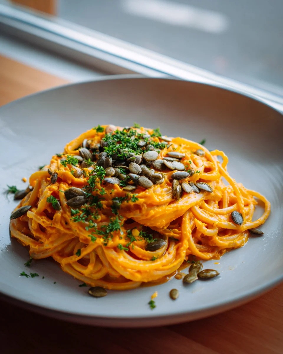 Kürbis-Feta-Pasta mit gerösteten Kernen – Herbstgenuss pur!