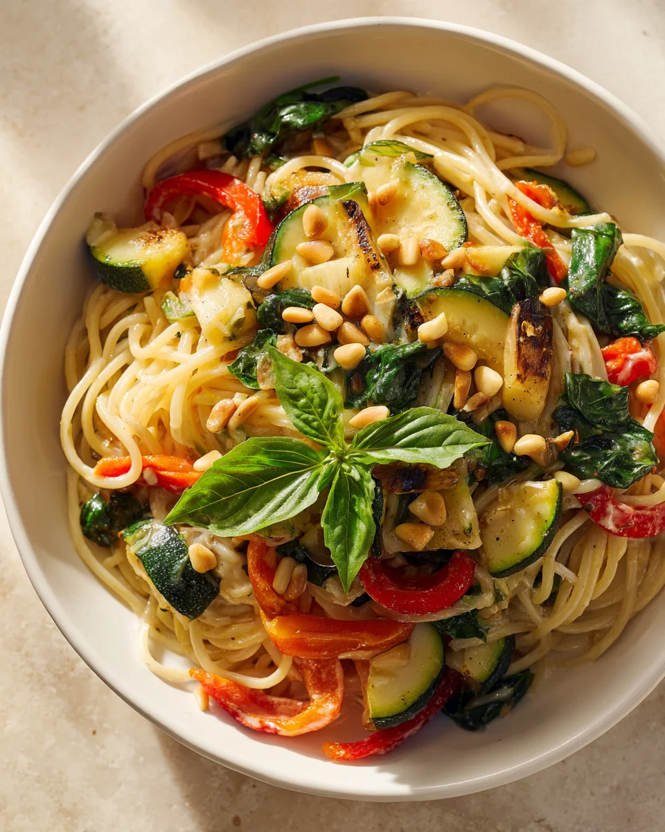 Knoblauch Pasta Bowl: Lecker & Gesund mit Gemüse & Pinienkernen!